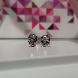 Pandora Marvel Spider-Man Mask Pave Stud Earrings